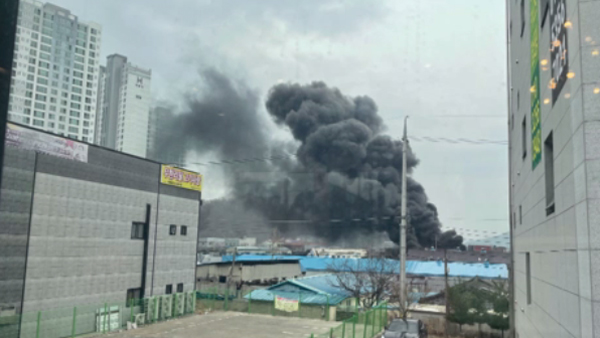 구미 축산물 가공 공장 화재…공장 건물 전소