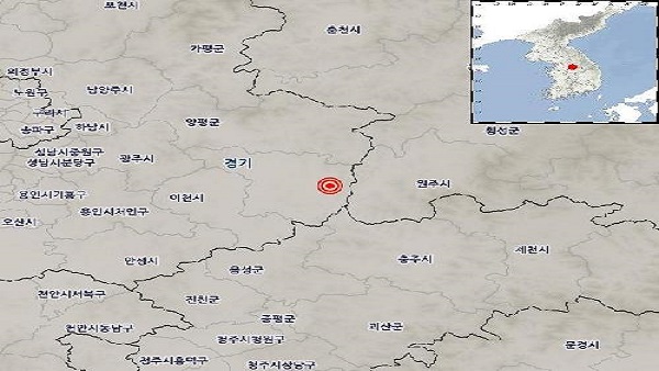 경기 여주 동쪽서 규모 2.2 지진 발생