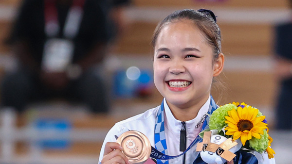 시상식 여서정, 한국 여자 체조 '첫 올림픽 메달'
