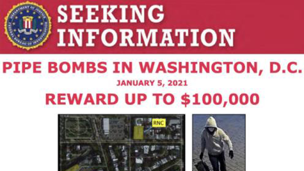 미 의회난입 당일 발견된 폭탄, 하루전 설치돼…현상금 10만불
