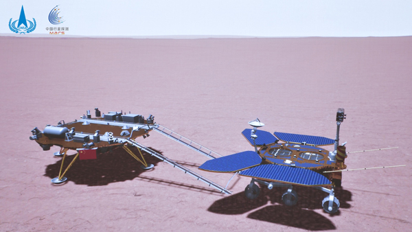 중국 탐사로봇 주룽, 착륙선 내려와 화성 표면 탐사 시작
