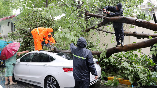 태풍 '인파' 중국 상륙…상하이 일대 하루 최대 500㎜ 폭우