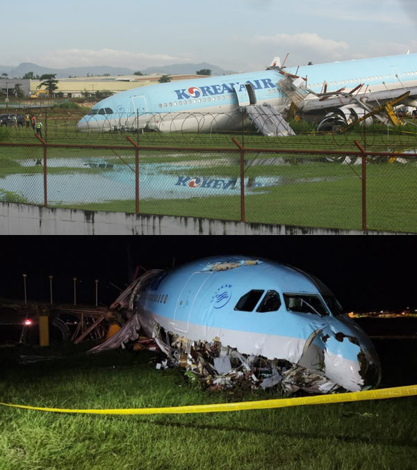 '필리핀공항 활주로 이탈' 대한항공 여객기, 브레이크 고장 추정