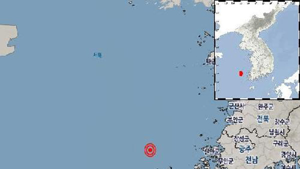 흑산도 북서쪽 해역 규모 2.9 약한 지진