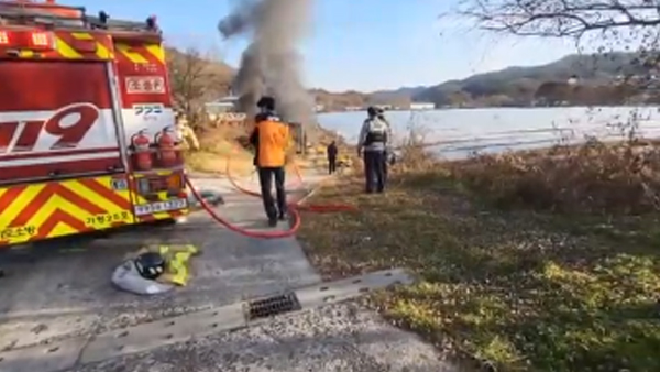 경기 가평군 포도밭 창고에서 불‥인명피해 없어