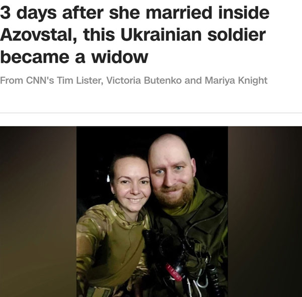 [World Now] '제철소 결혼' 우크라 여성, 3일 만에 남편 잃어