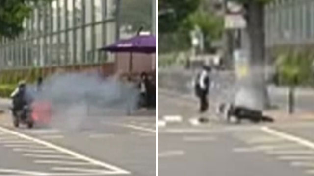 [영상M] 출근길 사거리 신호 무시하고 달리던 전기스쿠터에서 불‥인명피해 없어