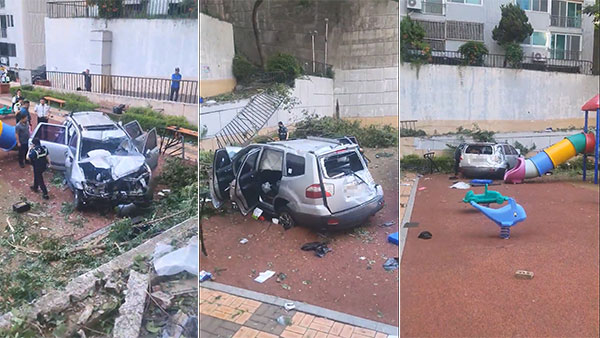 인천 서구 아파트에서 SUV 차량 담장 아래로 추락‥1명 사망·1명 중상