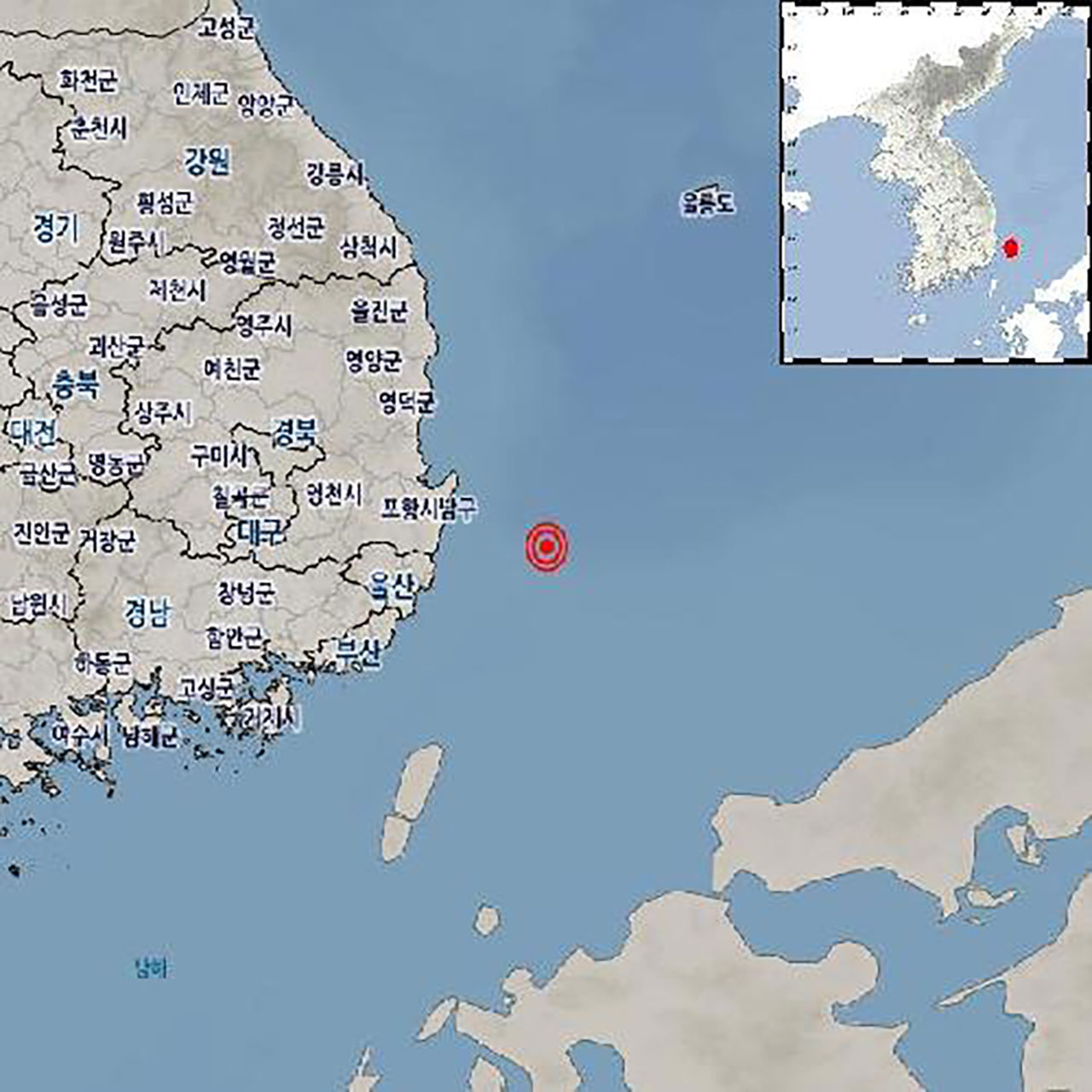 울산 동구 동북동쪽 해역에서 규모 2.9 지진