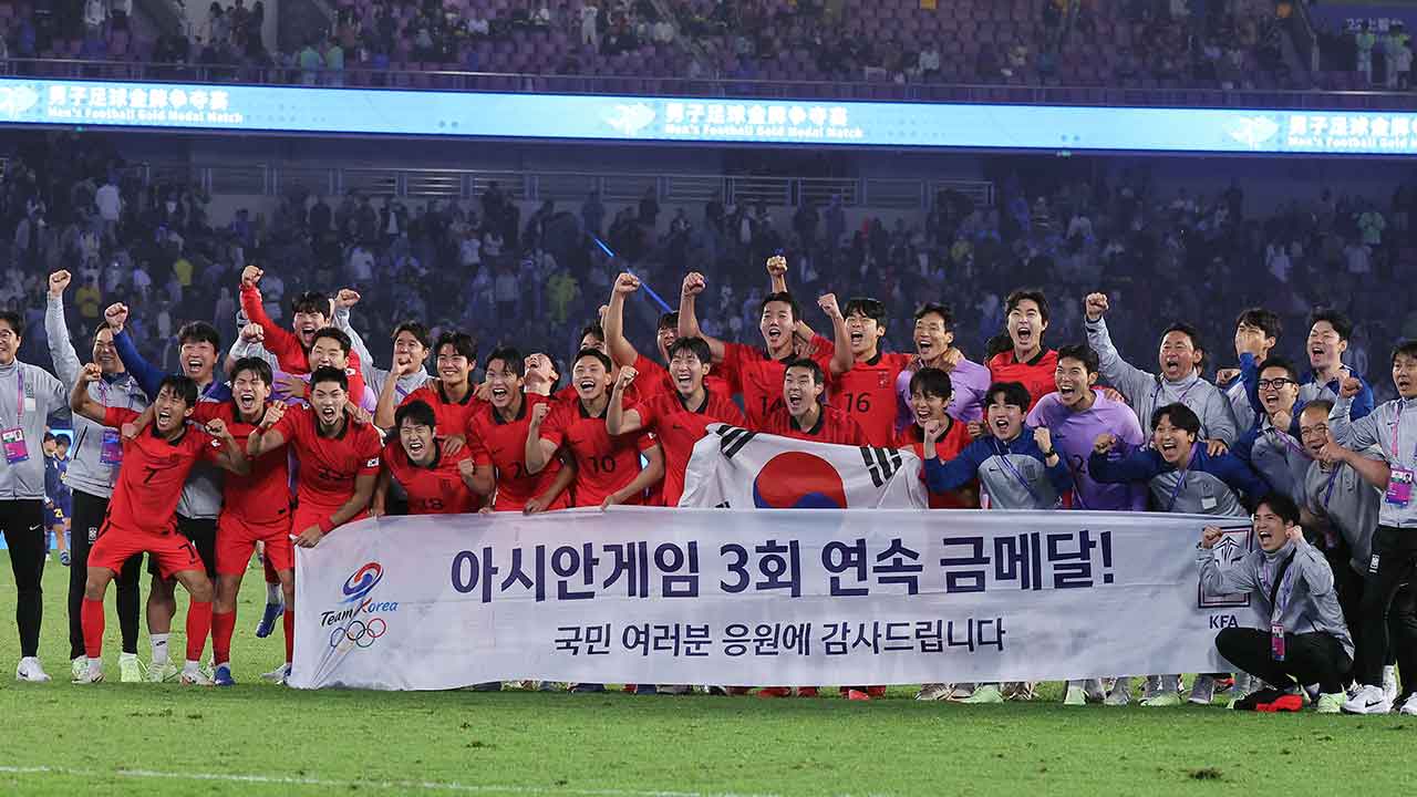 [아시안게임] 축구대표팀, 일본 2대1 제압··대회 3연패 달성