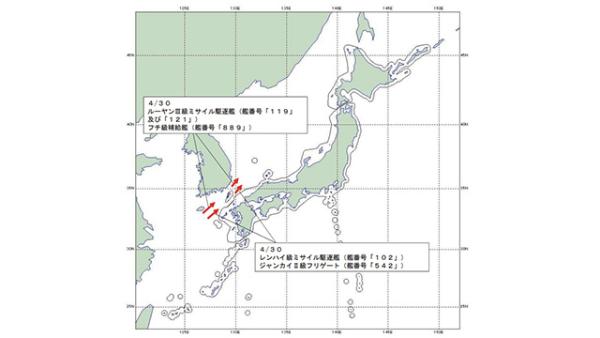일본 방위성 "중국 함정 6척, 동중국해서 동해로 진입"