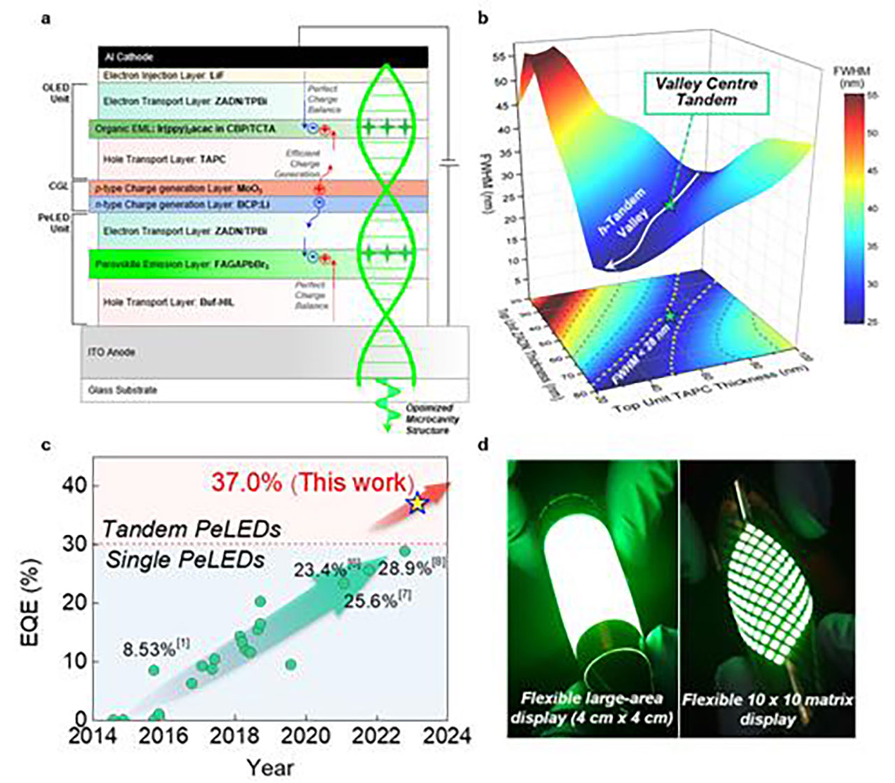 고효율·장수명‥탠덤 페로브스카이트 발광소자 개발