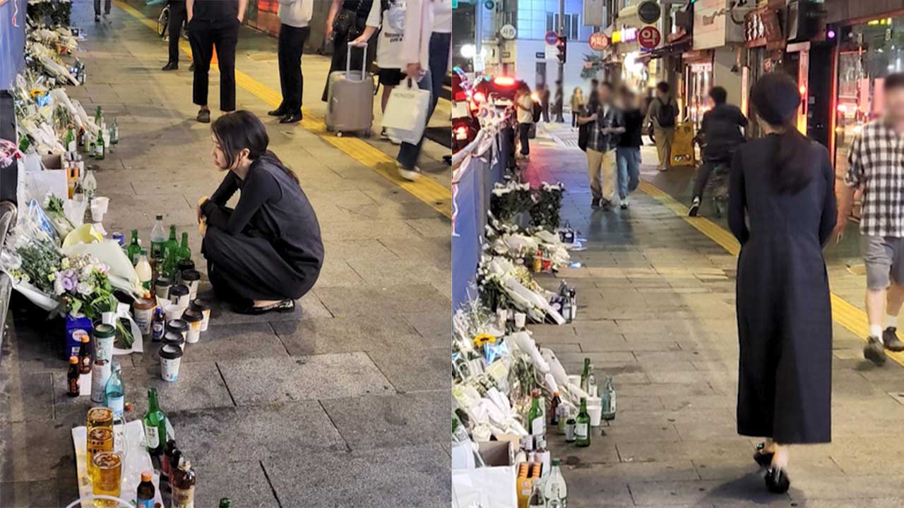 김건희 여사, 시청역 사고 현장 찾아 추모 장면 목격