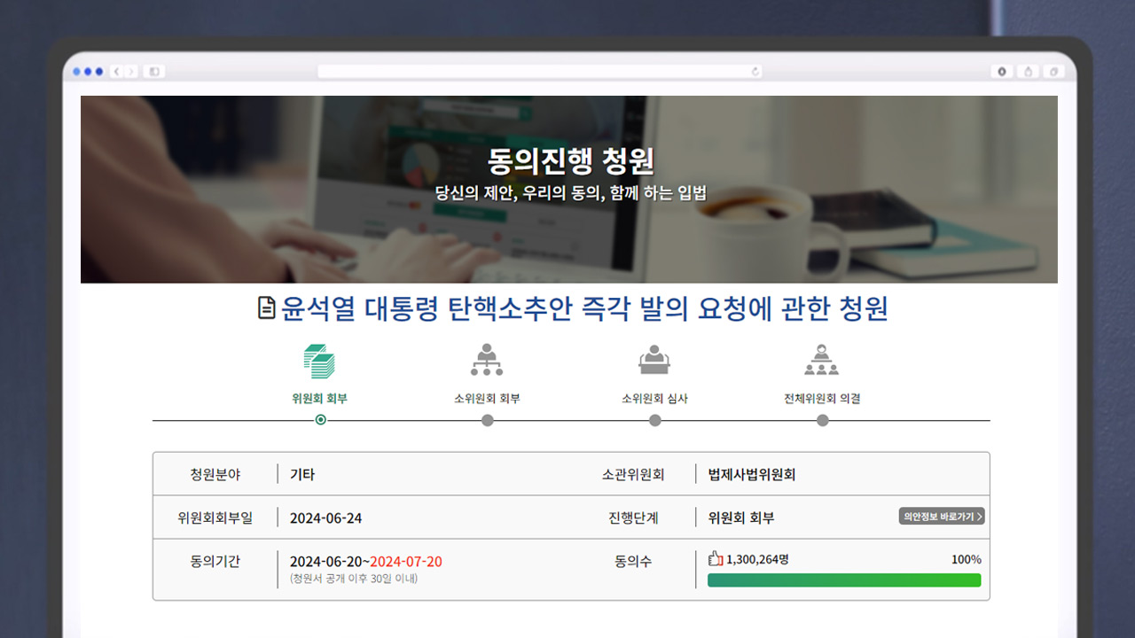 '윤석열 탄핵' 국회청원 130만‥민주 내일 청문회 계획 상정