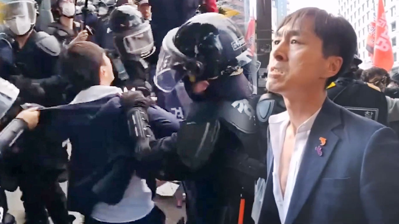 사회민주당 한창민 대표 갈비뼈 골절‥"경찰청장 사과해야"