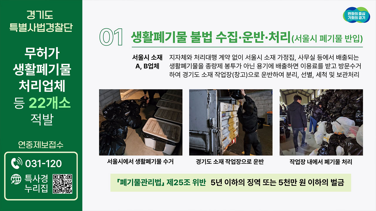 "생활폐기물 대신 처리해드려요"…창고에 그대로 쌓아둔 업체 22곳 적발 