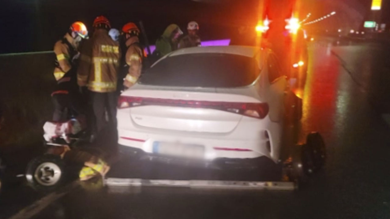 서울양양고속도로서 빗길 승용차 미끄러짐 사고‥1명 경상