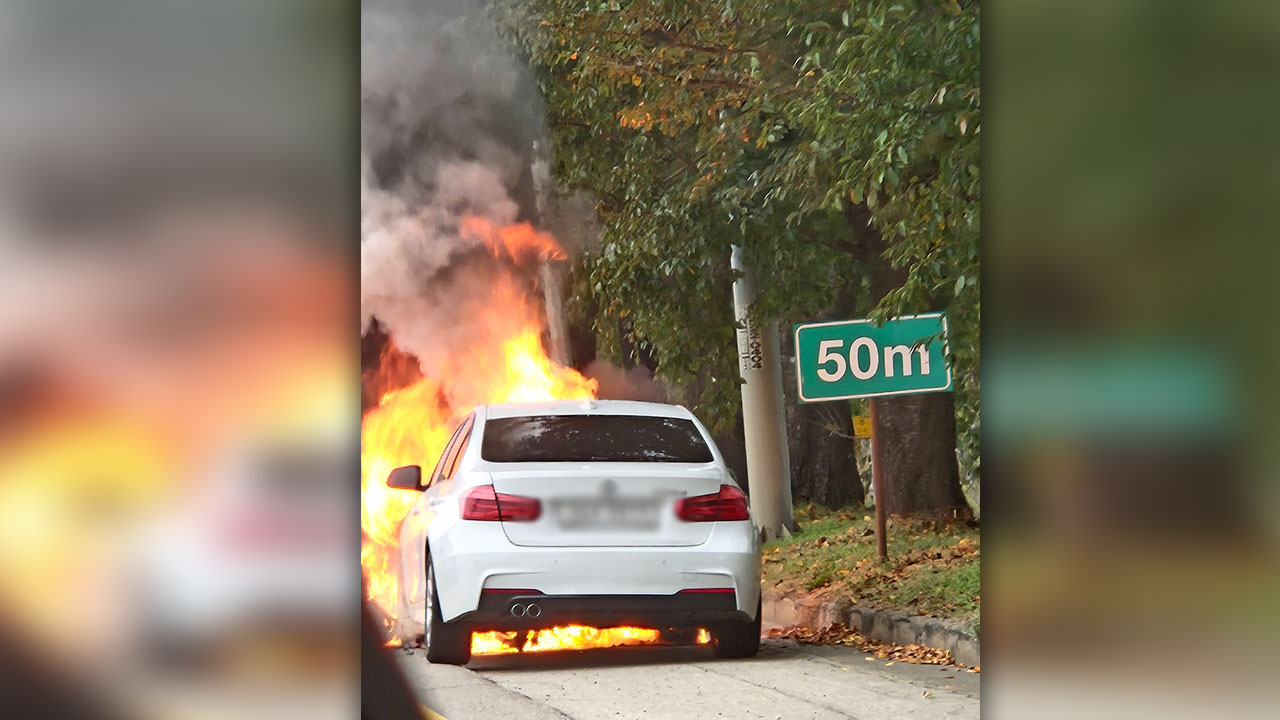 자유로 일산방향 행주IC 달리던 BMW 승용차 화재‥다친 사람 없어