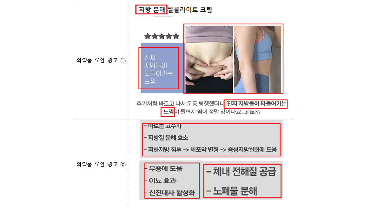 "셀룰라이트 제거"‥화장품 허위·과대광고 124건 적발