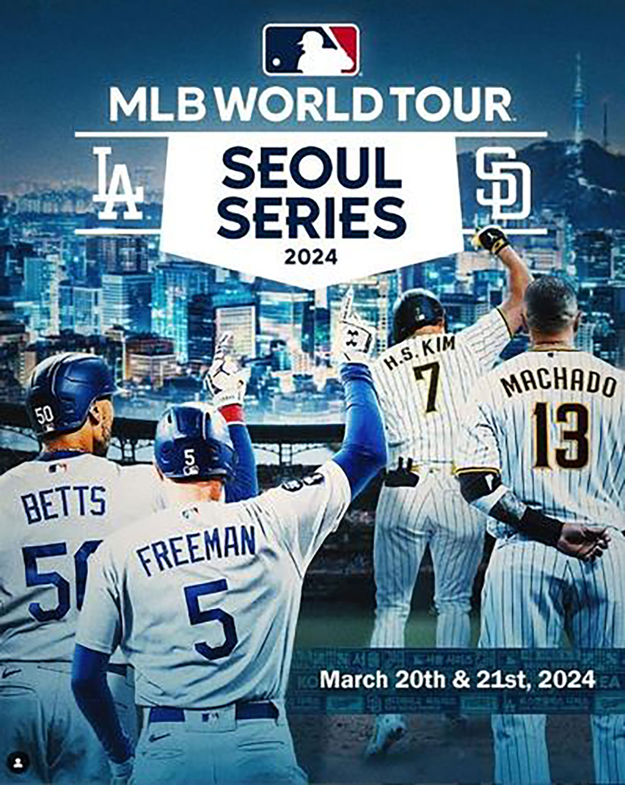 'MLB 서울 개막전' LA다저스 대 샌디에이고, 3월 20일 오후 7시 5분 개최 