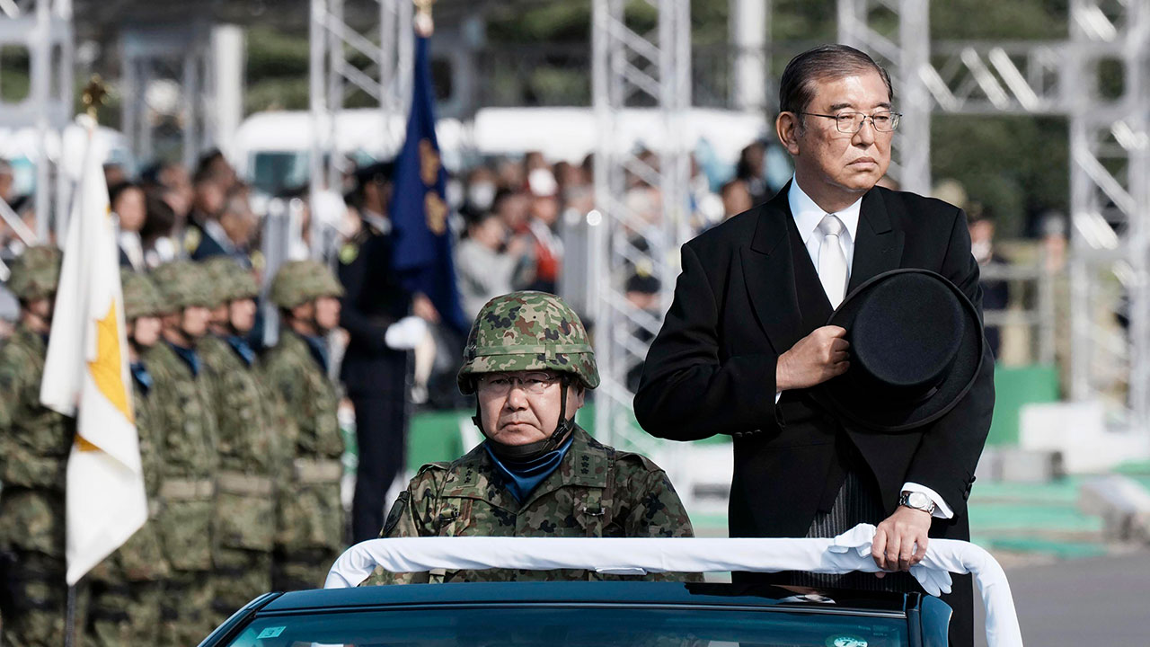 이시바 일본 총리, 자위대 70년 사열식에서 "방위력 착실히 강화"