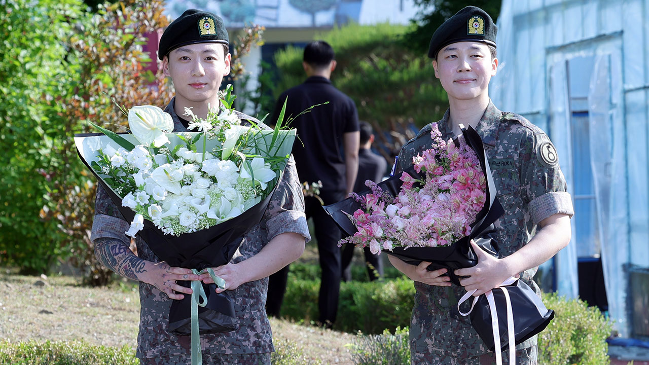 BTS 지민·정국 전역 "기다려줘 감사"