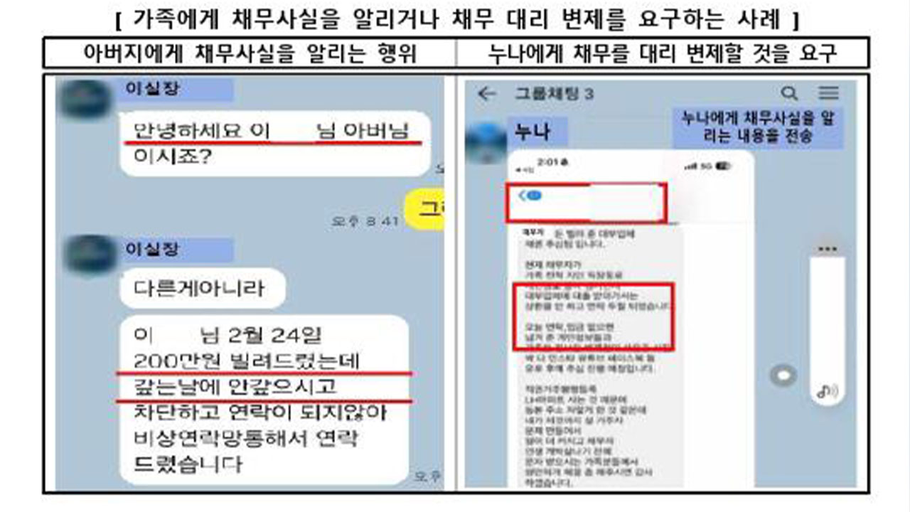 내일부터 불법사금융업자 카톡 계정 이용 중지‥불법 추심 신고 가능