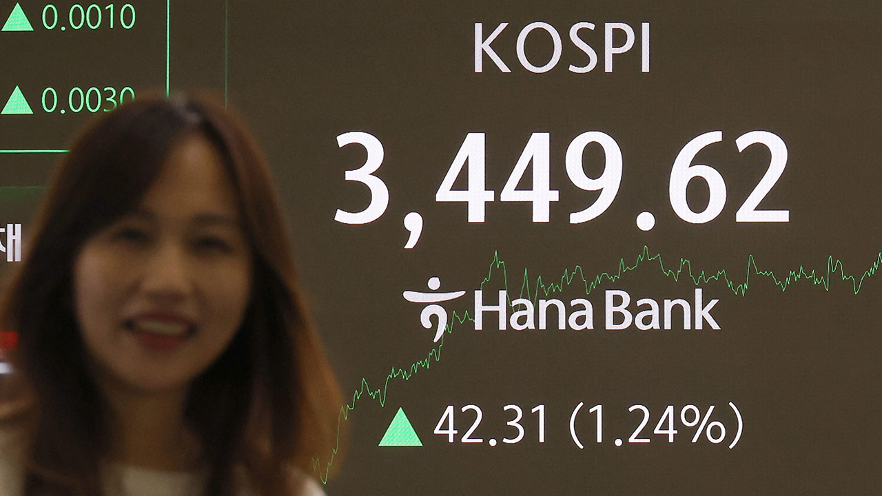 코스피 3,449.62 마감‥5거래일 연속 최고치