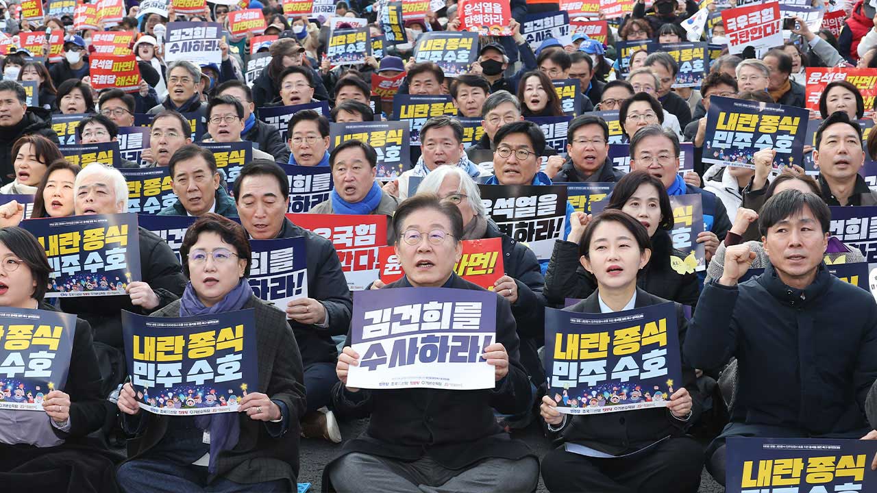 야5당 "내란수괴 윤석열, 역사의 범죄자‥빛의 혁명 완수할 것"