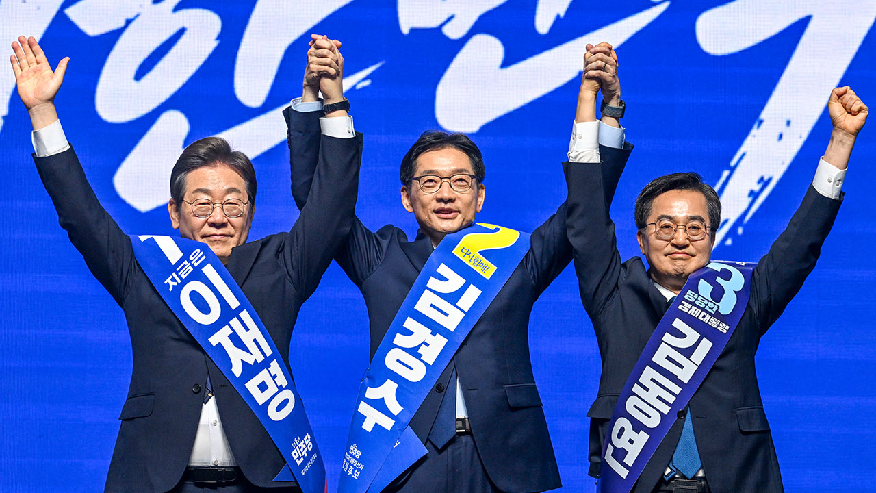 이재명·김경수·김동연, 호남 경선서 "5.18 광주 정신·김대중 정신 계승"