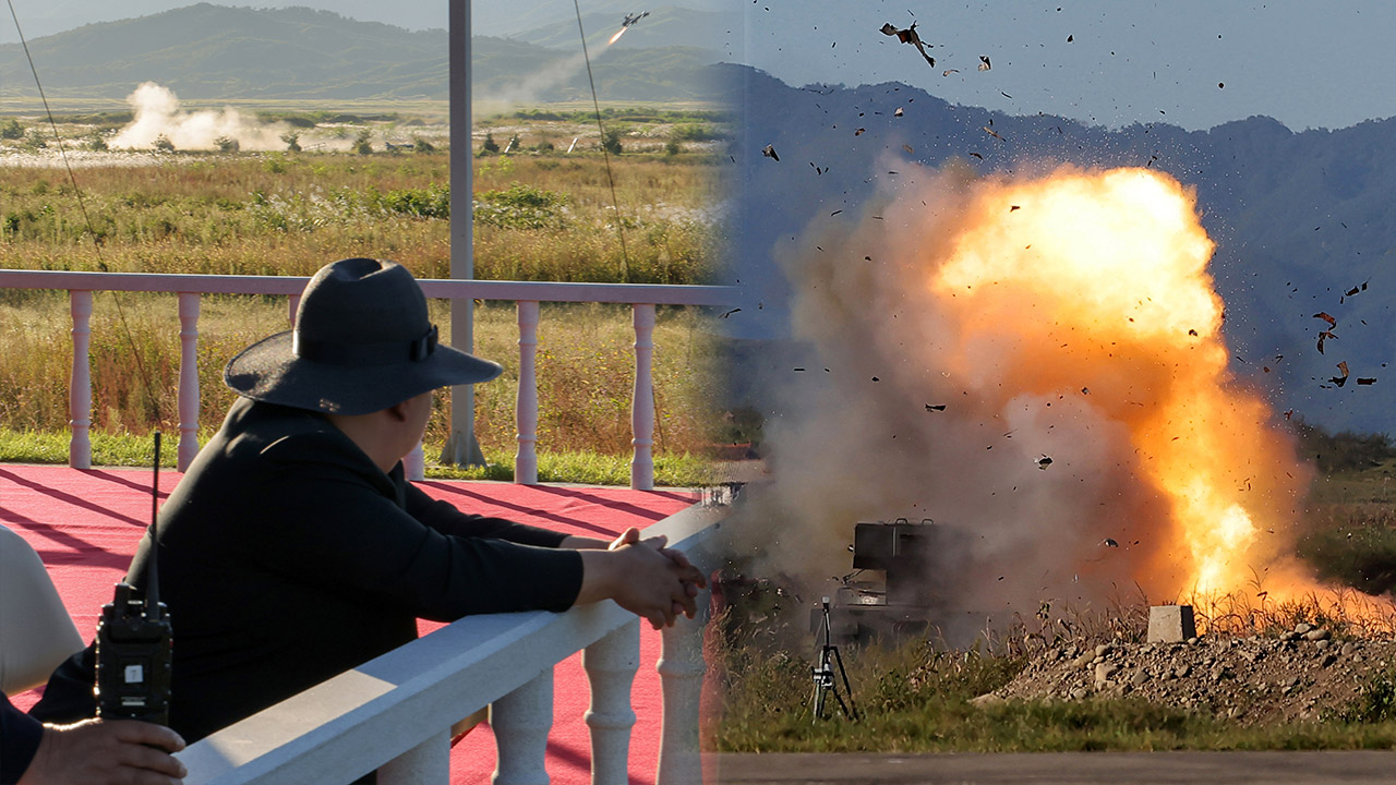 김정은, 자폭 무인공격기 성능 시험‥"AI 기술 급속 발전시켜야"