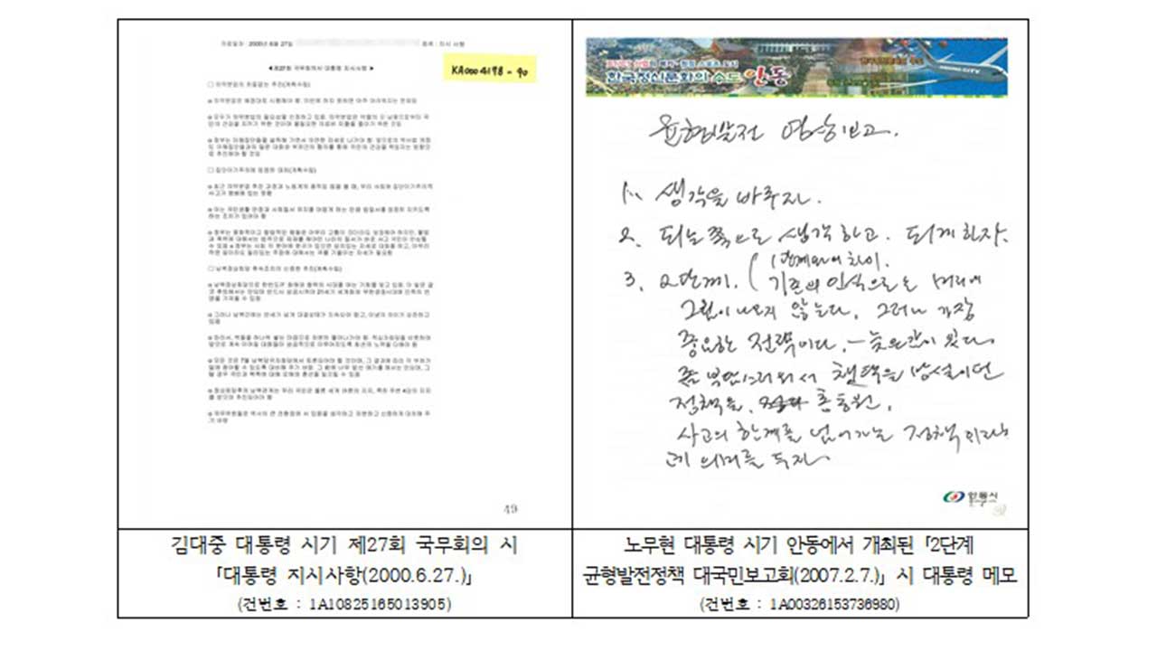대통령기록관, 역대 대통령 기록물 4만 5천여 건 추가 공개