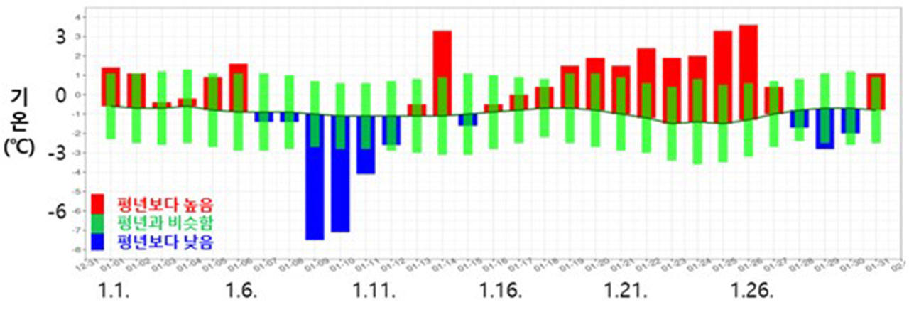 북극진동에 1월 기온 '오르락내리락'‥눈도 자주 내려