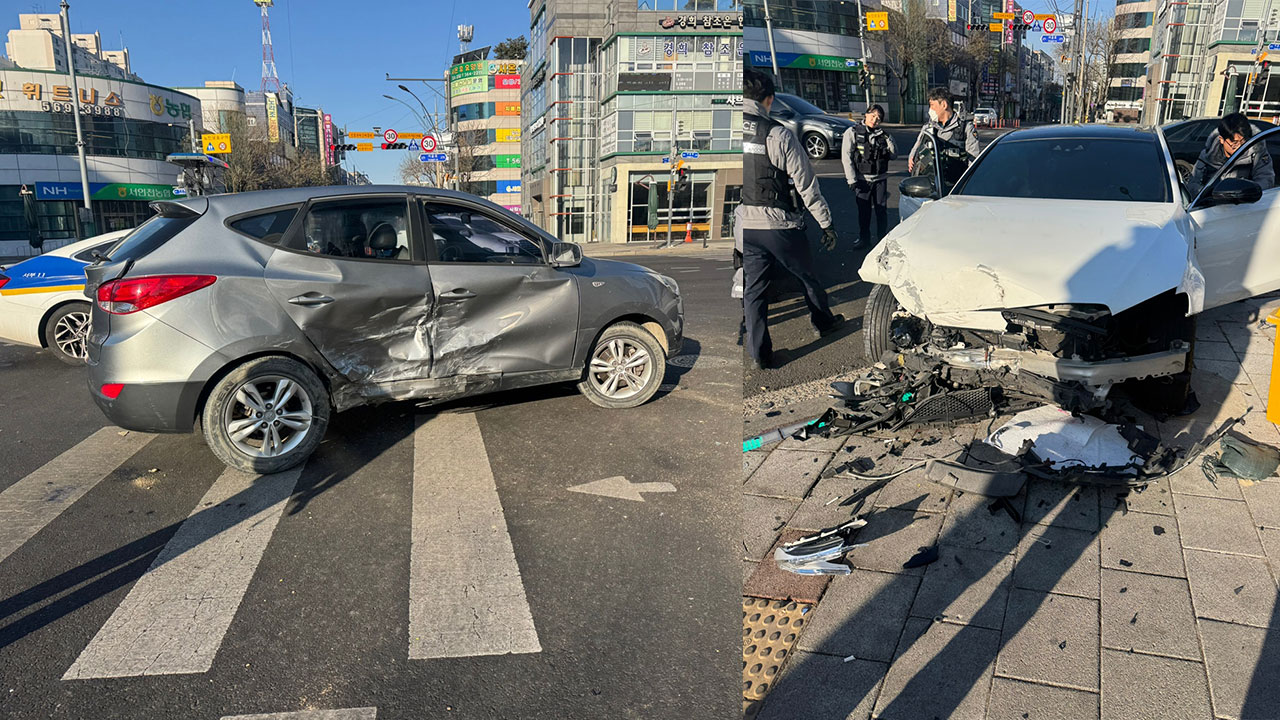 인천 심곡사거리 SUV·승용차 충돌‥1명 경상