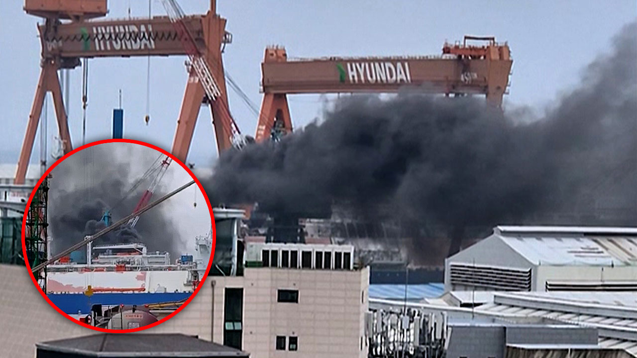 울산 현대중공업 선박에서 불‥인명피해 없어