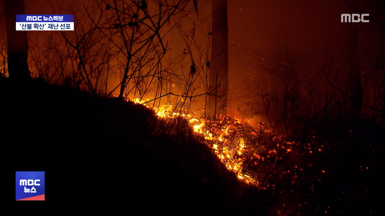 경북 의성 안평 진화율 4"야간 진화 총력"