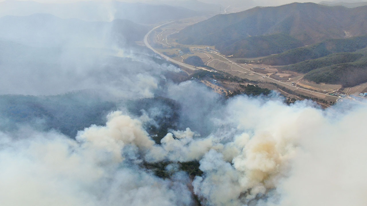 산불로 서산영덕·중앙고속道 통제‥중앙·동해선 철도 운행재개