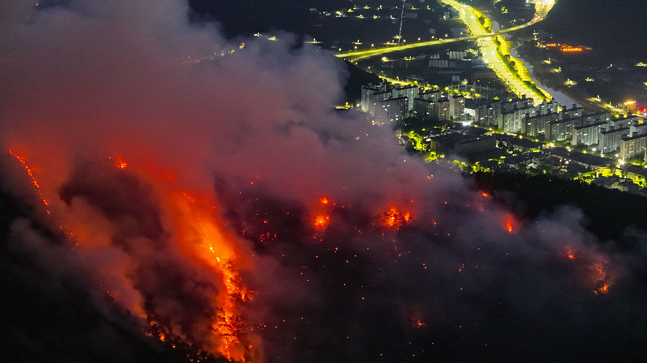 대구 북구 함지산 산불 재발화에 국가소방동원령‥인근 주민 대피