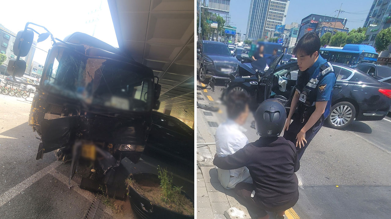 [단독] 역주행하다 차량·건물 들이받은 뒤 도주‥경찰, 트럭 운전자 추적
