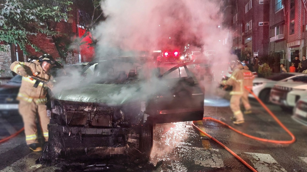 경기 성남시 중원구 공원서 차량 화재‥다친 사람 없어