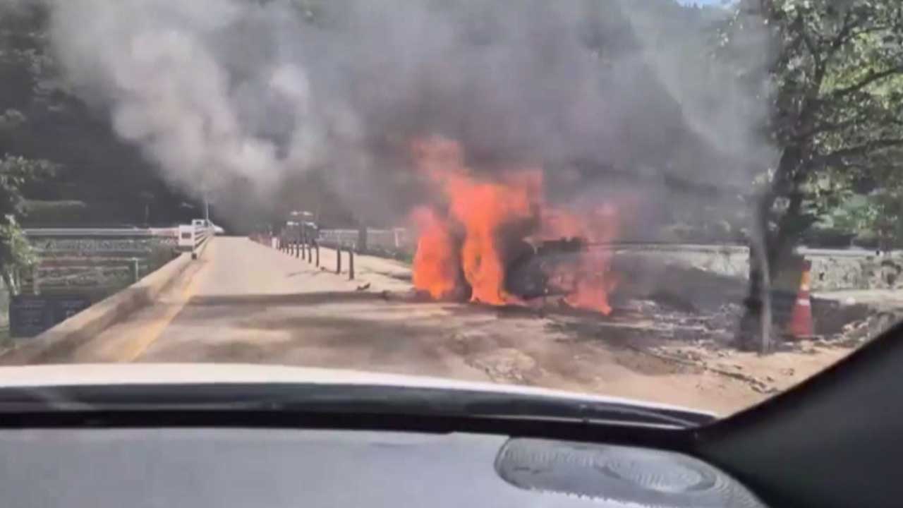 경기 가평군 수해 피해 차량 견인 중 화재