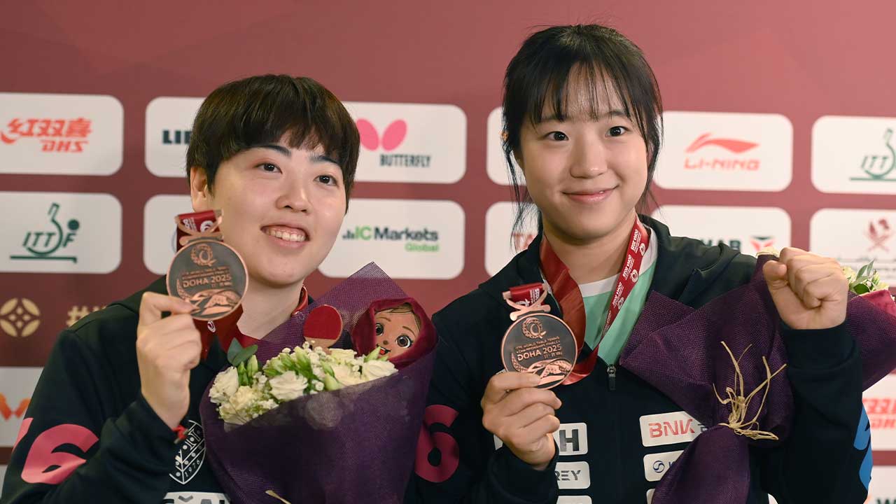 '탁구세계선수권 동메달' 신유빈-유한나, 세계랭킹 11위로 19계단 상승