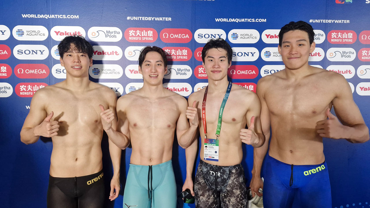 남자 혼계영 400m 대표팀, 사상 첫 세계선수권 결승서 7위