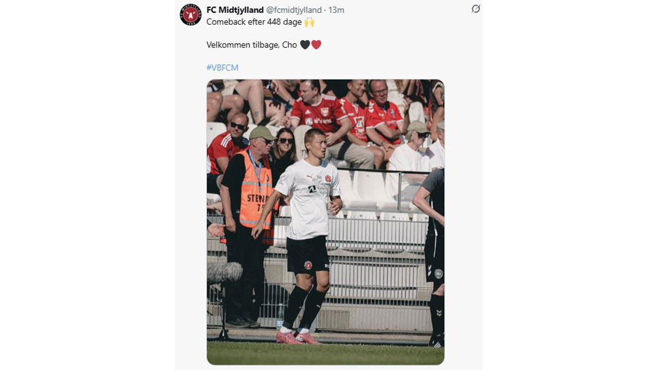 미트윌란 조규성, 448일 만에 복귀‥'쐐기골 기점'