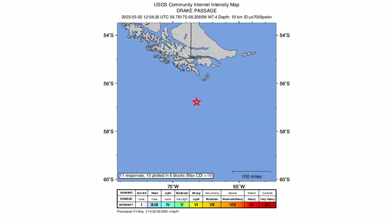 칠레 남부 해역서 7.4 강진‥"일부 남극 연구시설에 대피령"