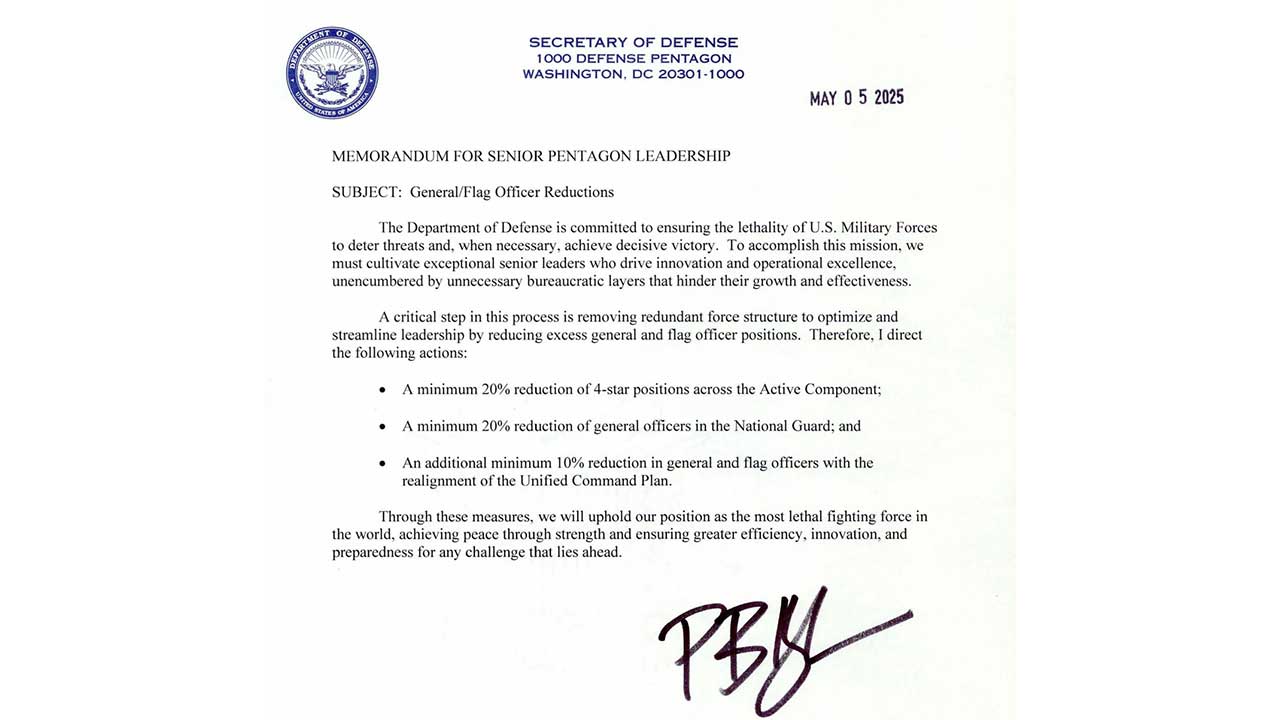 미 국방, 4성 장군 최소 20% 감축 지시‥"리더십 최적화"