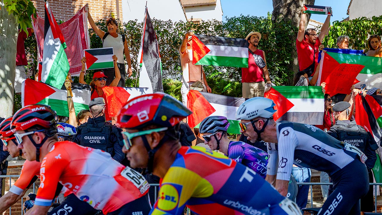 스페인 대규모 반이스라엘 시위‥세계3대 사이클대회 조기폐회