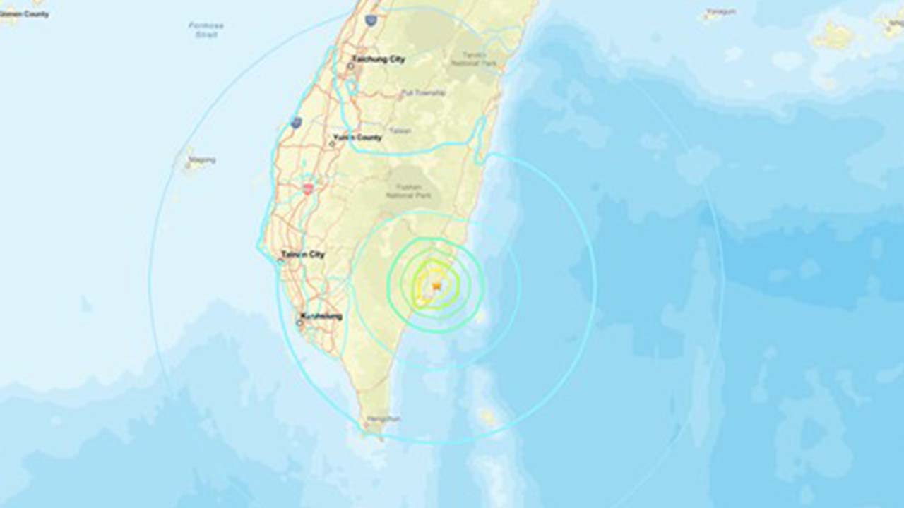 대만 타이둥현 북쪽서 규모 6.1 지진 발생