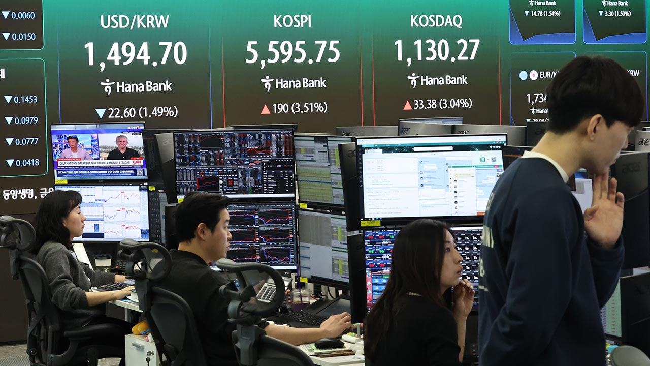 코스피 4%대 상승 출발 5,600선 회복‥환율 급락 1,490원으로 시작
