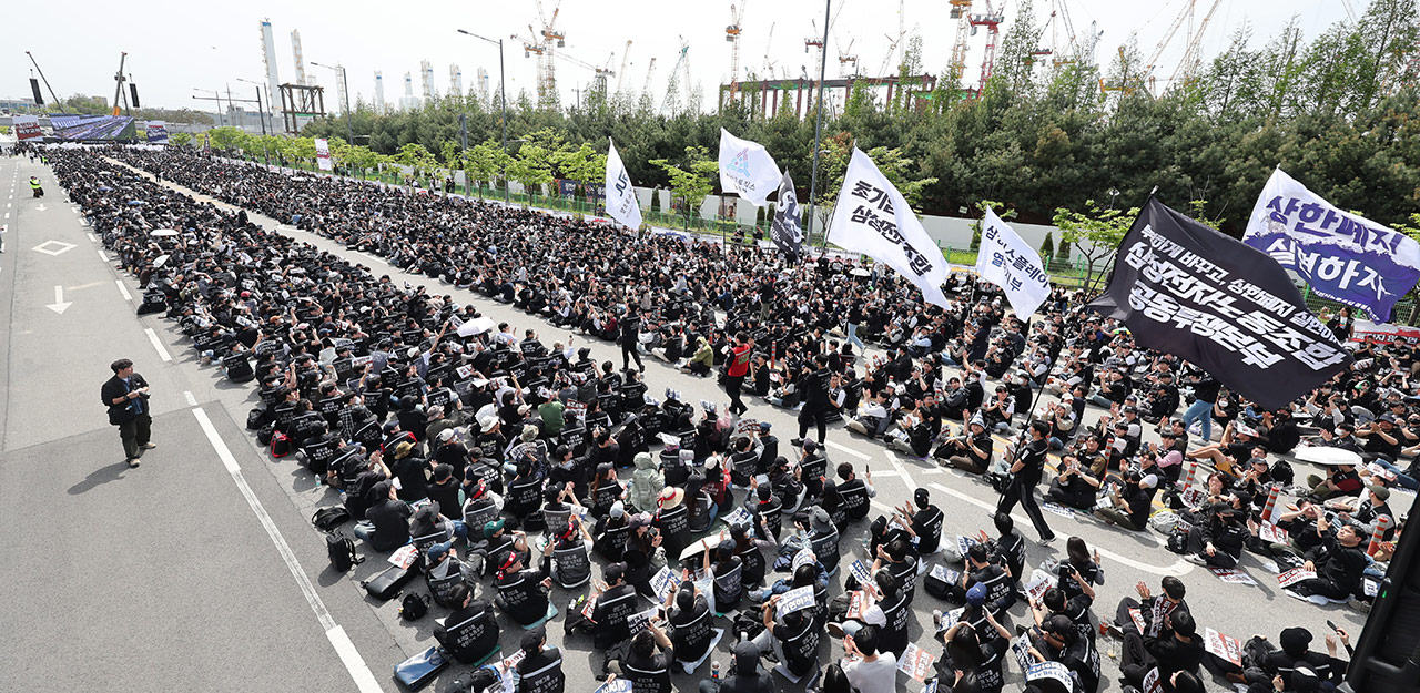 삼성전자 노조, 평택사업장서 투쟁 결의대회‥3만여 명 참여
